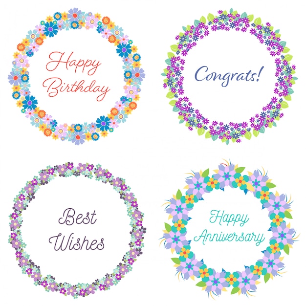 Set of four decorative wreaths