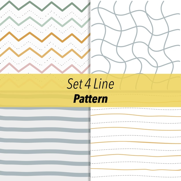 A set of four different pastel line patterns with different lines