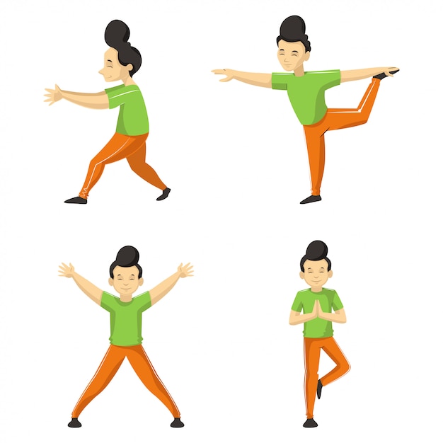 Set Of Four Different Yoga Poses