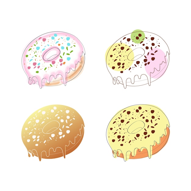 Set of four glazed doughnuts