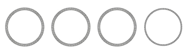 A set of four Greek round frames with meanders