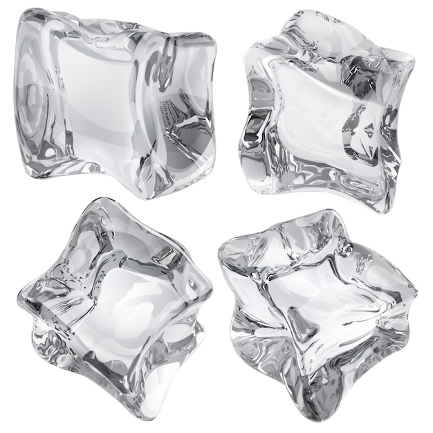 Set of four opaque ice cubes in gray colors