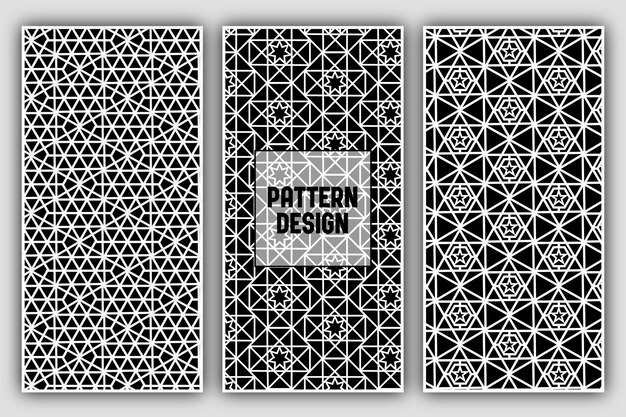 A set of four panels with a pattern design.