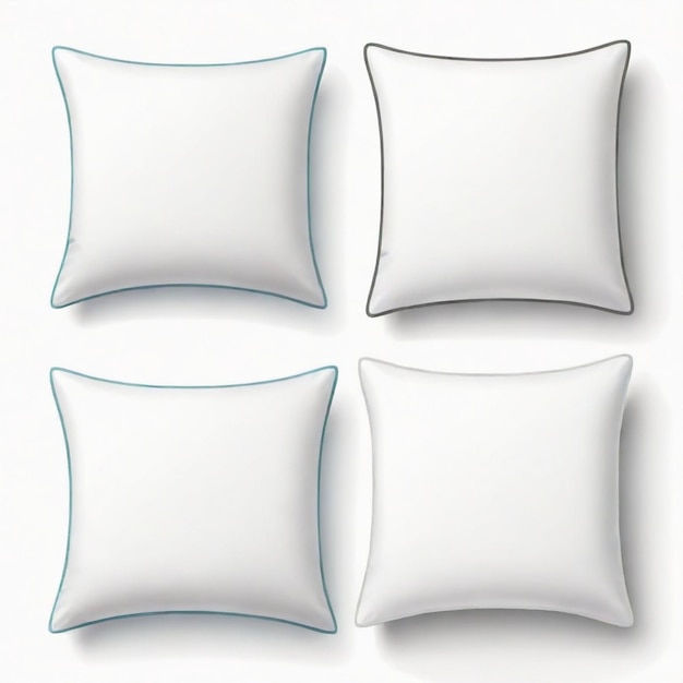 Vector a set of four square pillows with a white pillow on top