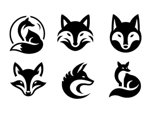 Set of fox logo vector illustration silhouette clipart icon