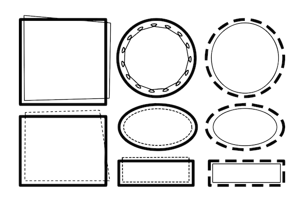 Set frame and circle doodle for design reference