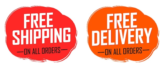 Set Free Shipping and Free Delivery tags promo banners design template vector illustration