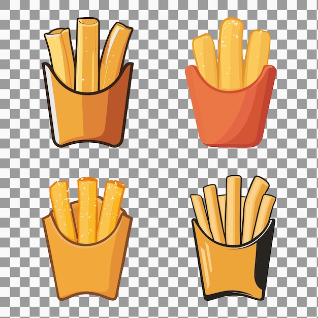 Vector a set of french fries on a transparent background