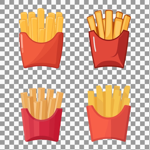 set of french fries on a transparent background