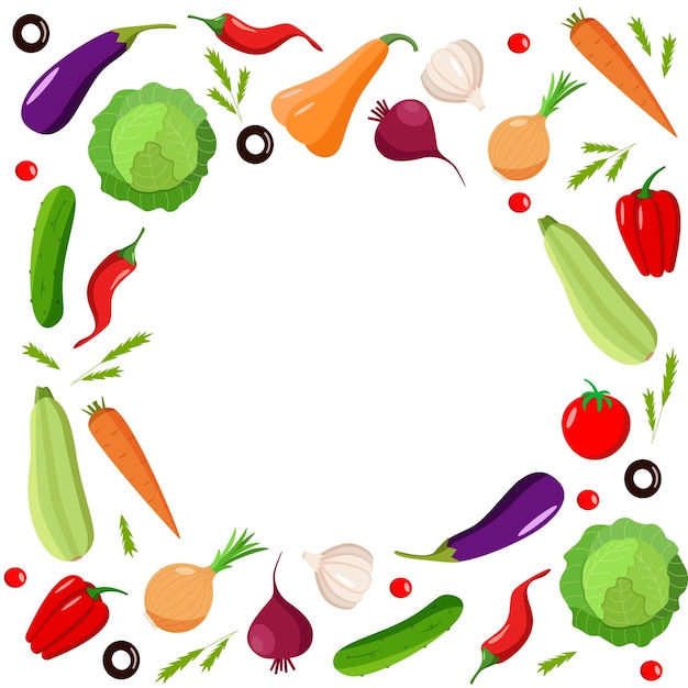 A set of fresh organic vegetables, a vector illustration of the autumn harvest.