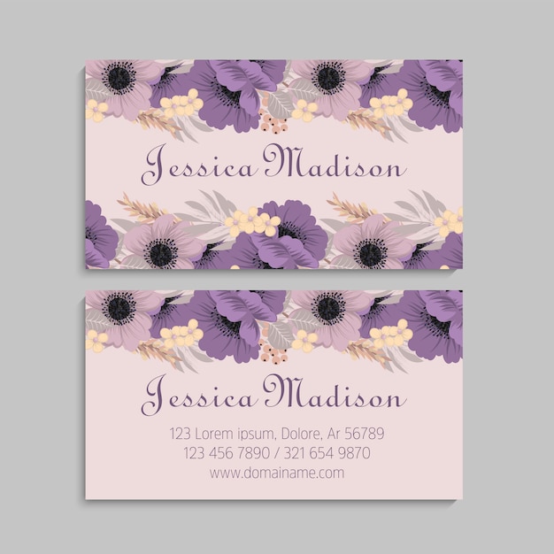 Set of front and back of business card template