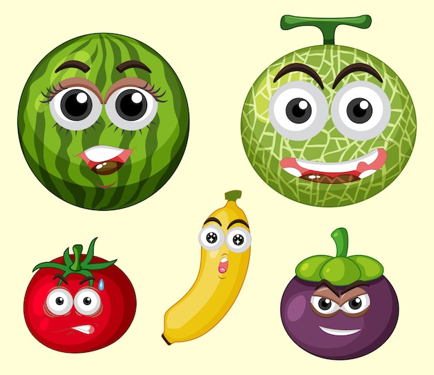 A Set of Fruit Expression 