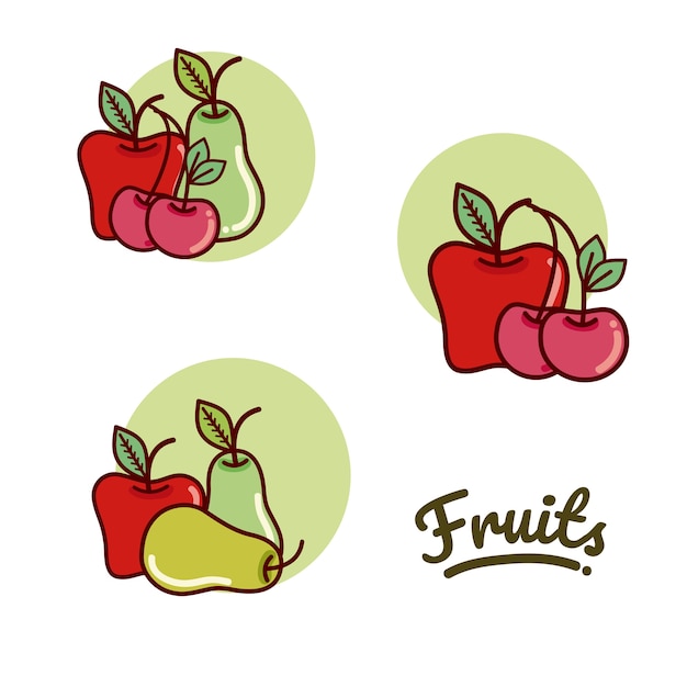 Set of fruits cartoon