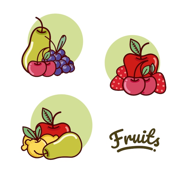 Set of fruits cartoon