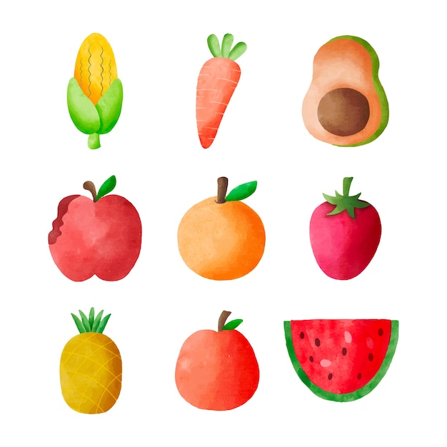 Set of fruits and vegetables