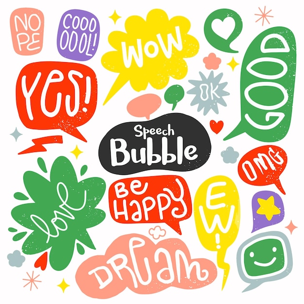 Set of funny bubble speech background Hand drawn background with bubble speech