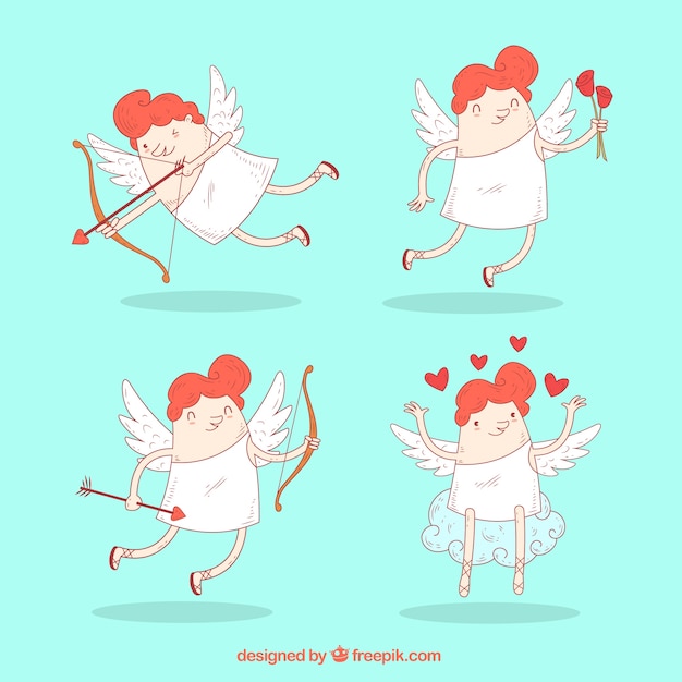 Set of funny cupids