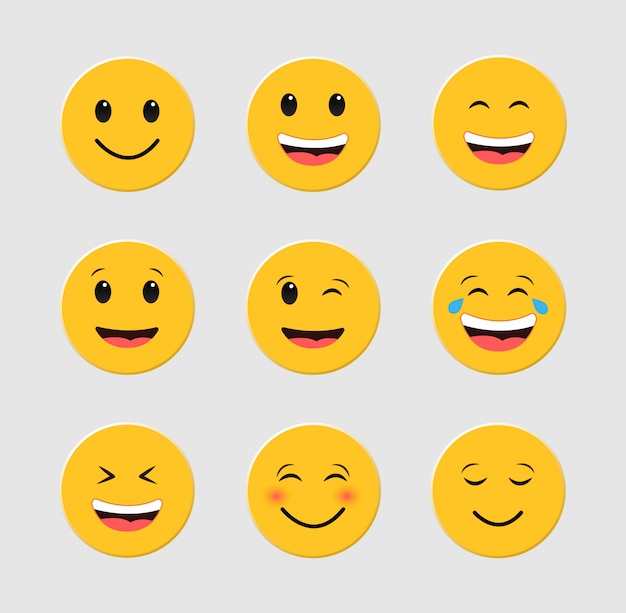 Set of funny emoticons. Emoji. Smileys set.