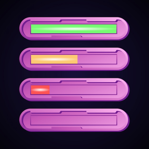 Set of funny Futuristic rounded game ui health and progress bar