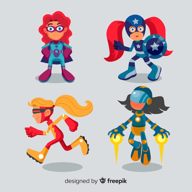 Set of funny superheroes