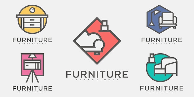 Set of furniture logo design collection with creative element concept Premium vektor