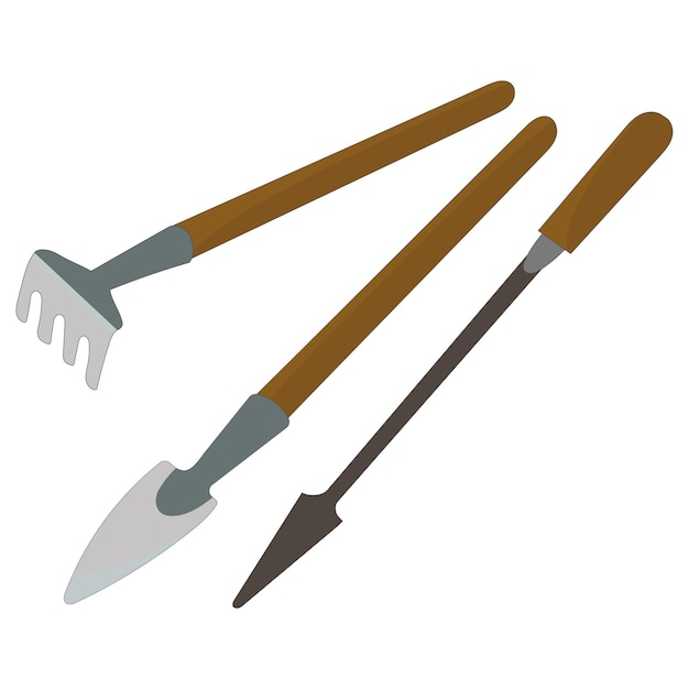 Set of gardening tools on a white background in flat style vector illustration