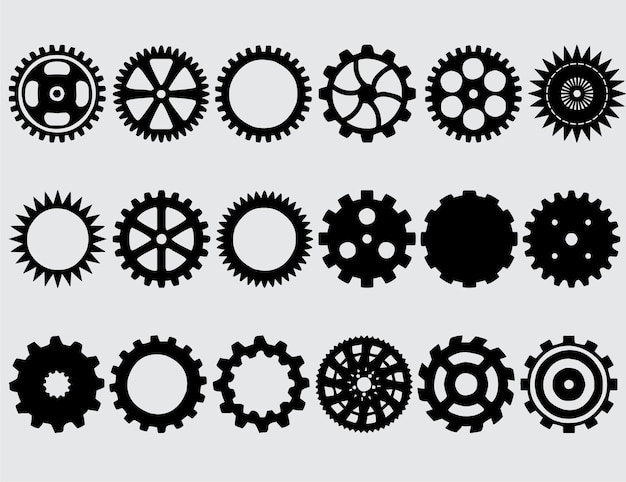 Set of gear icons black vector