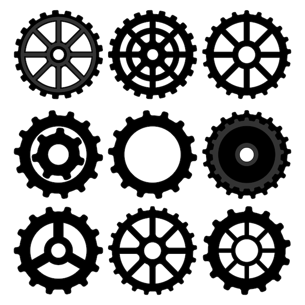 Set of gears in a flat style. Vector image for web design.