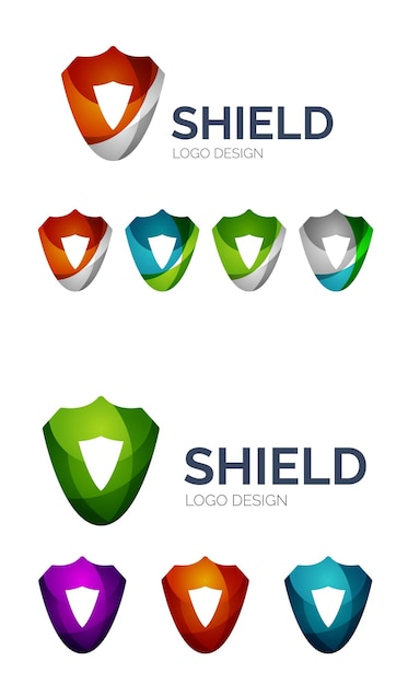 Set of geometric abstract icons shield protection concept Vector illustration