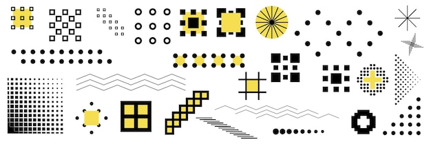 Set of geometric abstract shapes yellow and black