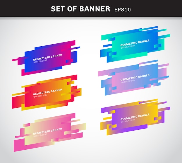 Set of geometric banners or label vivid color