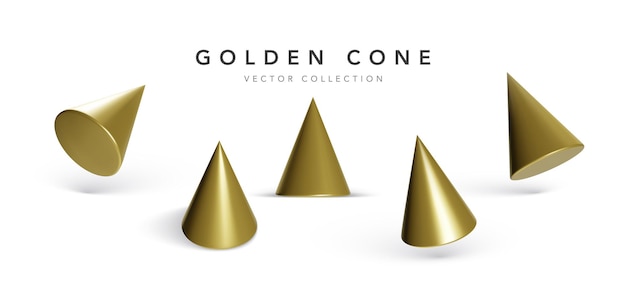 Set of geometric cones isolated on white