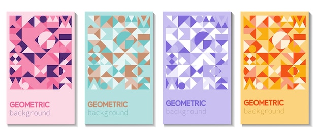 A set of geometric covers Collection of monochrome vintage backgrounds Compositions of abstract fo