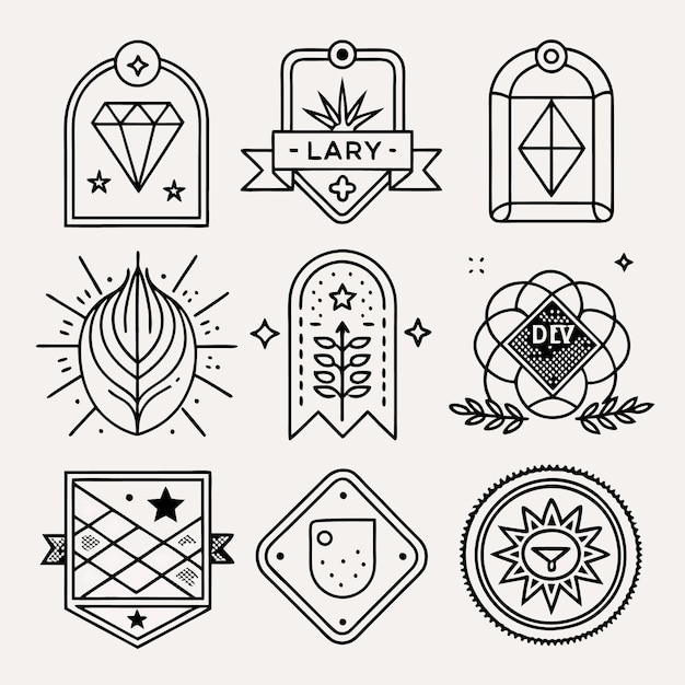 Vector set of geometric line art badges