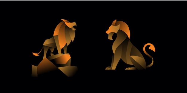 set of geometric lion