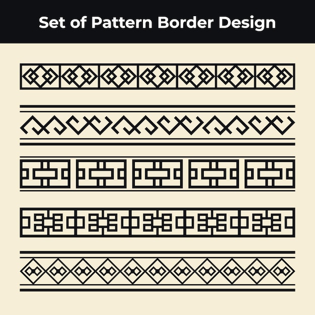 Set of Geometric Pattern Border Design