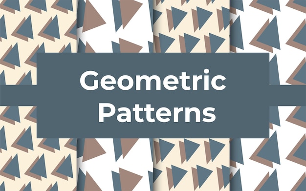 Set Of Geometric Pattern With Triangles Blue And Brown Minimalistic Vector Illustration