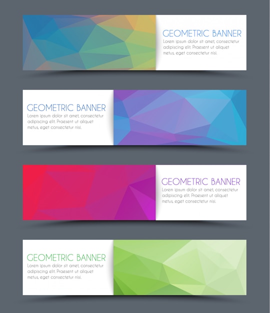 Set of geometric polygonal banners