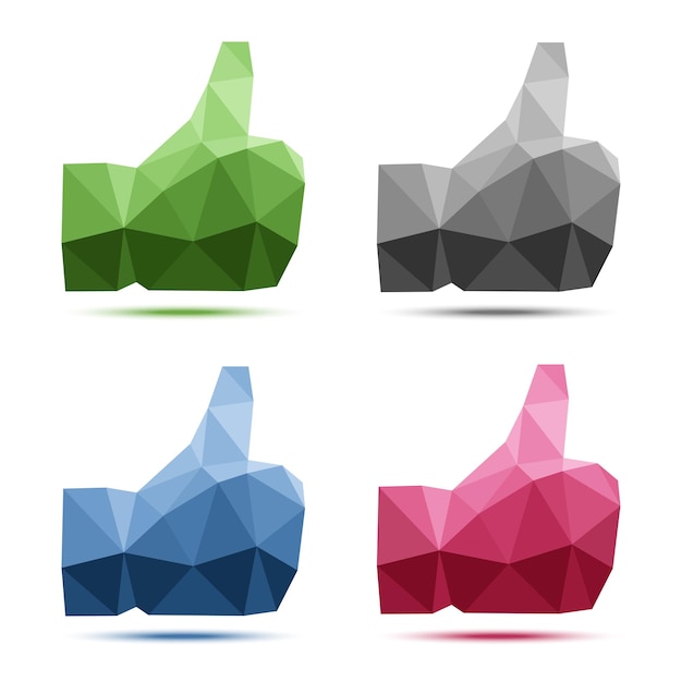 Set of geometric polygonal thumb up icons