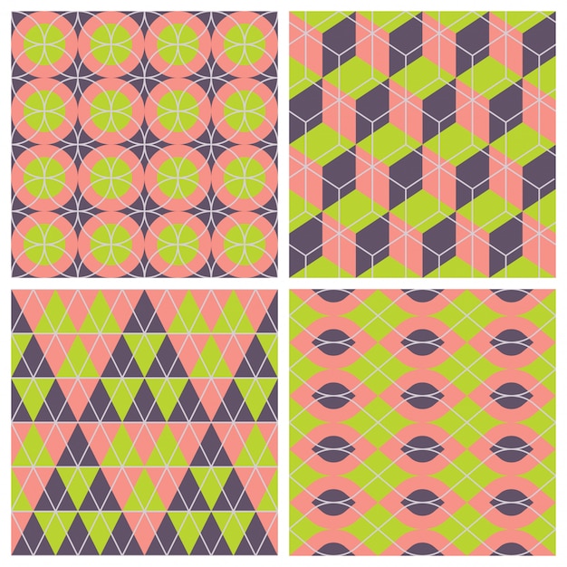 Set of geometric seamless patterns