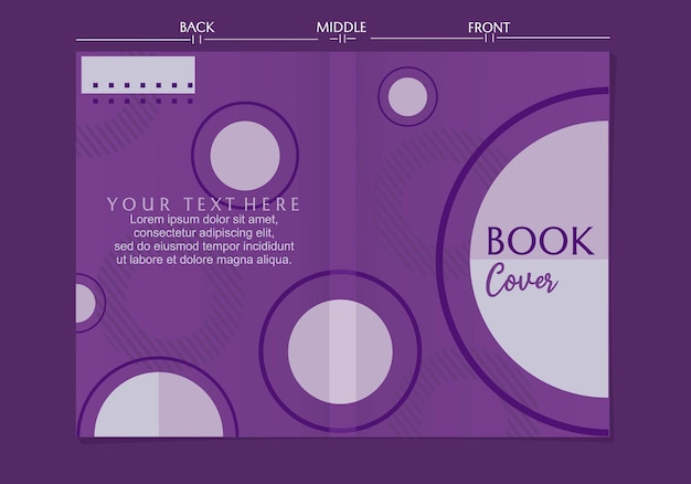 set of geometric style purple color book cover designs. background with circle elements.