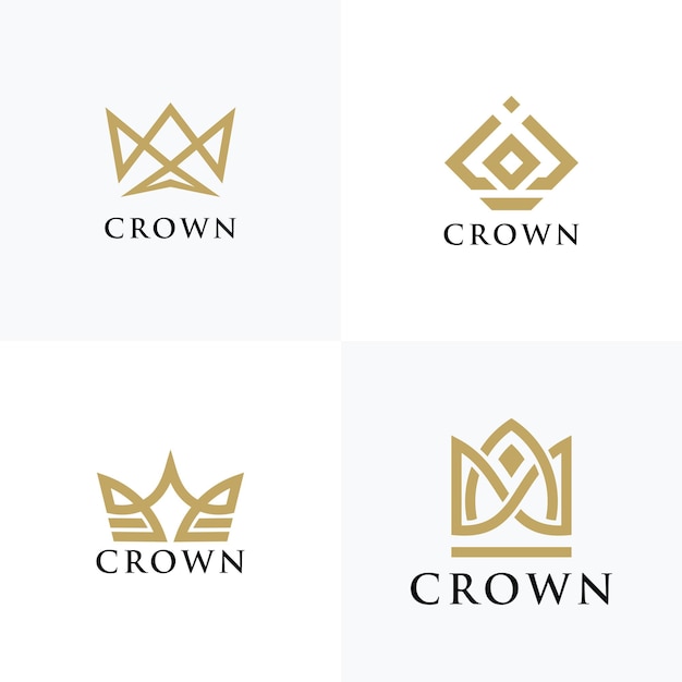 set of Geometric Vintage Creative Crown abstract Logo design vector template Vintage Crown Logo Roy