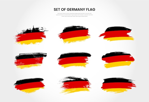 Set of Germany country grunge brush stroke flags collection