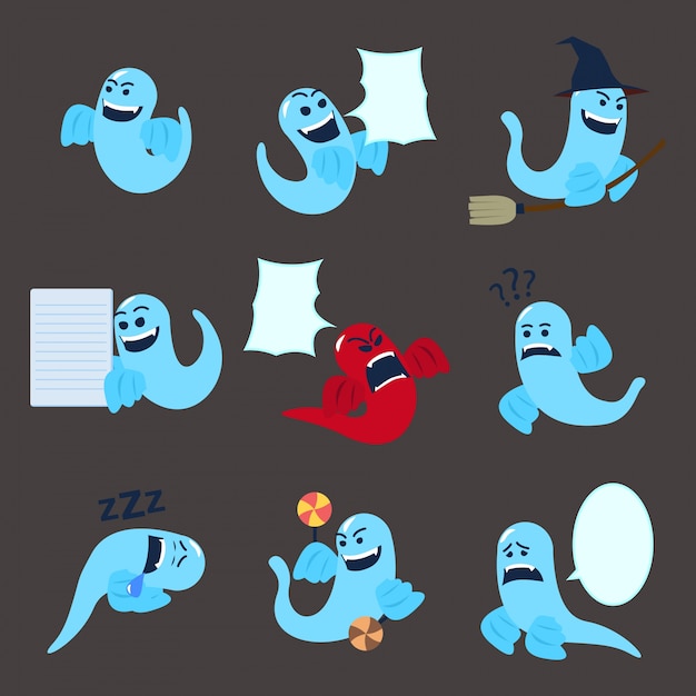 Set of ghost sticker illustration