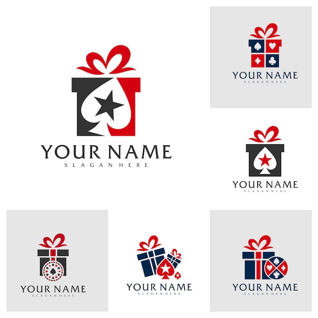 Set of Gift Poker logo vector template Creative Poker logo design concepts