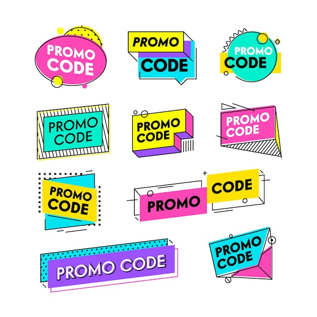 Set of Gift Vouchers or Coupons with Promo Code. Certificate Template Design, Discount Offer Graphic Design Elements, Promotional Code. Advertising Special Offer E-Commerce. Linear Vector Illustration