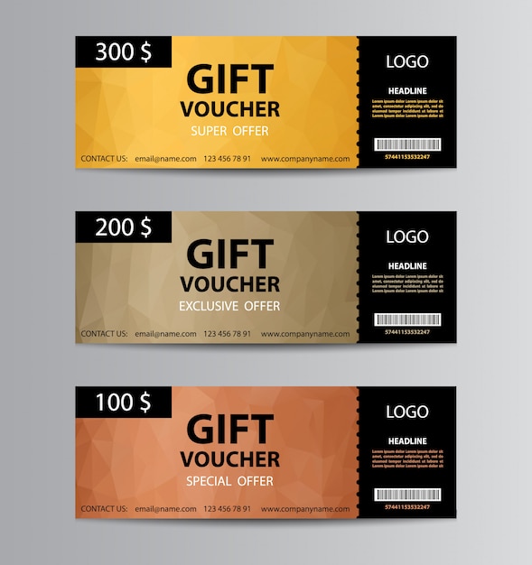 Set of gift vouchers template