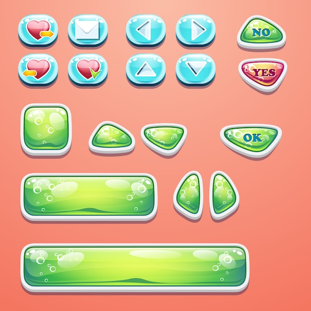 Set glamorous buttons with an OK button, buttons yes and no to computer games design and web design