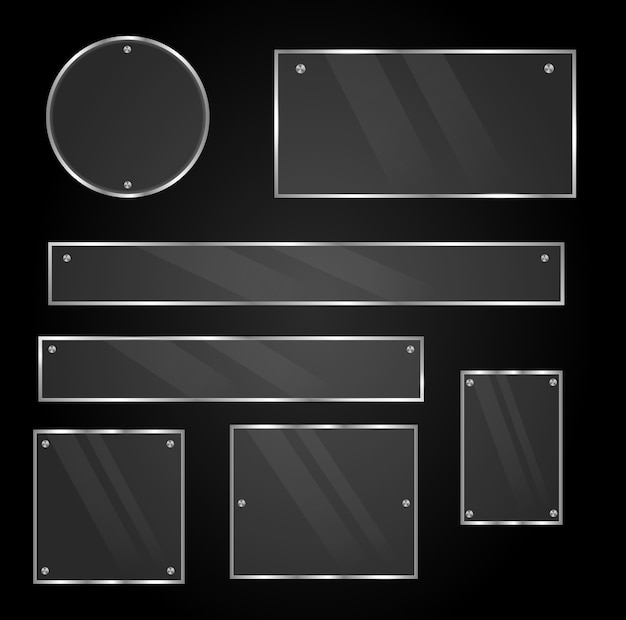 Set of glass frames  isolated on transparent background.