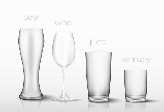 Set of glasses for drinks. 